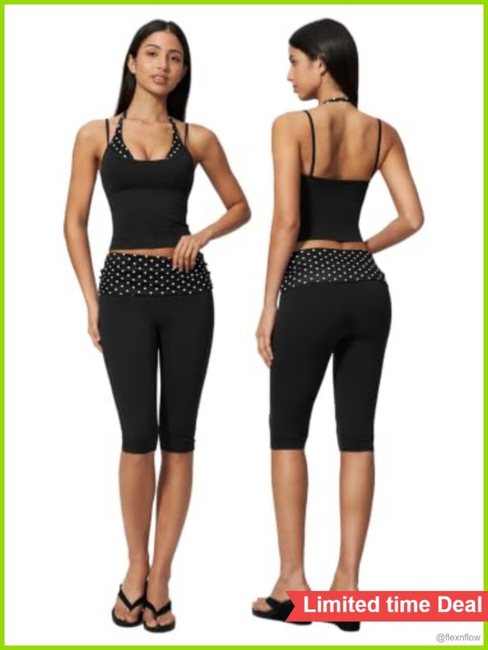 Women 2 Piece Workout Set Capri Leggings Crop Tank Top Athletic Yoga